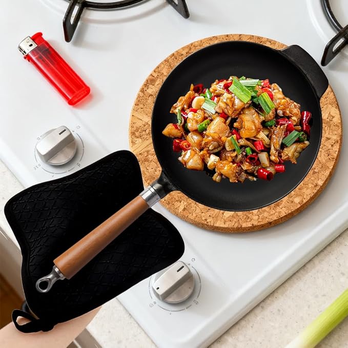 Pot Holders for Kitchen 2 Pack Heat Resistant Hot Pads for Kitchen Counter Decor Silicone Non-Slip Hot Pads with Soft Cotton Lining Pot Holder Trivets for Kitchens Oven Cooking Baking Pans,Black Plaid