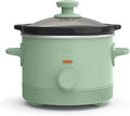 bella 1.5 Qt Slow Cooker with 3 Heat Manual Control, Ceramic Nonstick Coating, Dishwasher Safe Stoneware Pot and Tempered Glass Lid, Tangle Free Cord Wrap & Cool Touch Handles, Seaglass