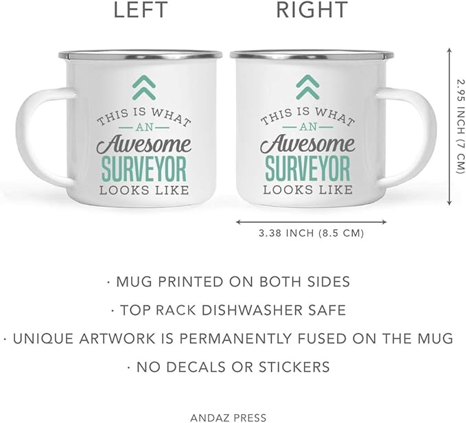Andaz Press 11oz. Stainless Steel Campfire Coffee Mug Gift, This is What an Awesome Surveyor Looks Like, 1-Pack, Birthday Gift Ideas Coworker Him Her, Includes Gift Box