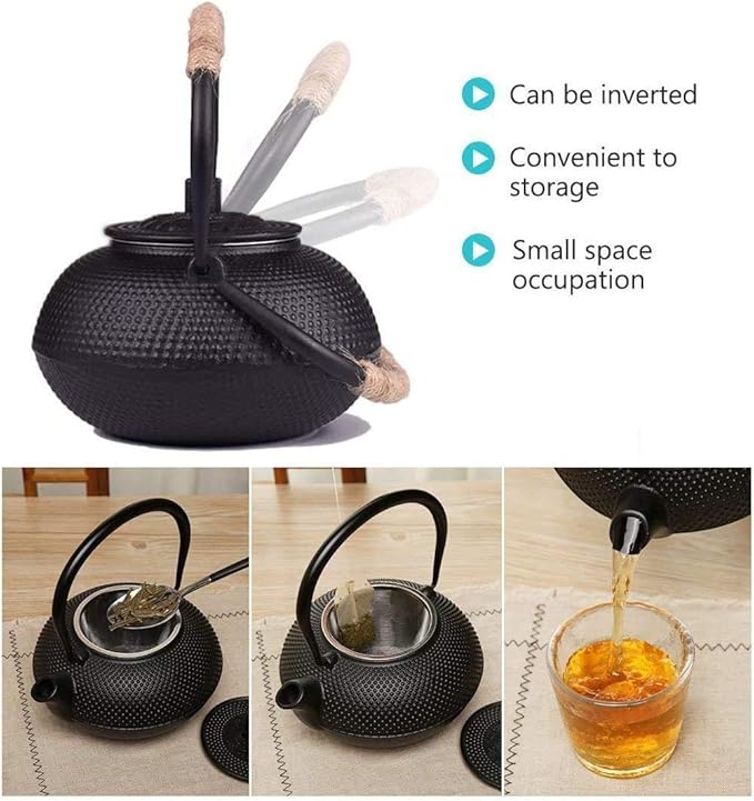 Hwagui - Japanese Cast Iron Teapot With Stainless Steel Infuser For Loose Leaf Tea And Teabags, Cast Iron Tea Kettle Stovetop Safe, 600ml/20oz