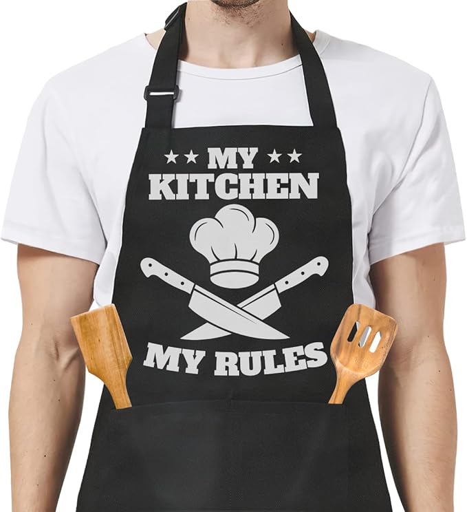 SANDJEST Funny Apron for Dad - Birthday Father’s Day Cooking Grilling Gifts for Mens