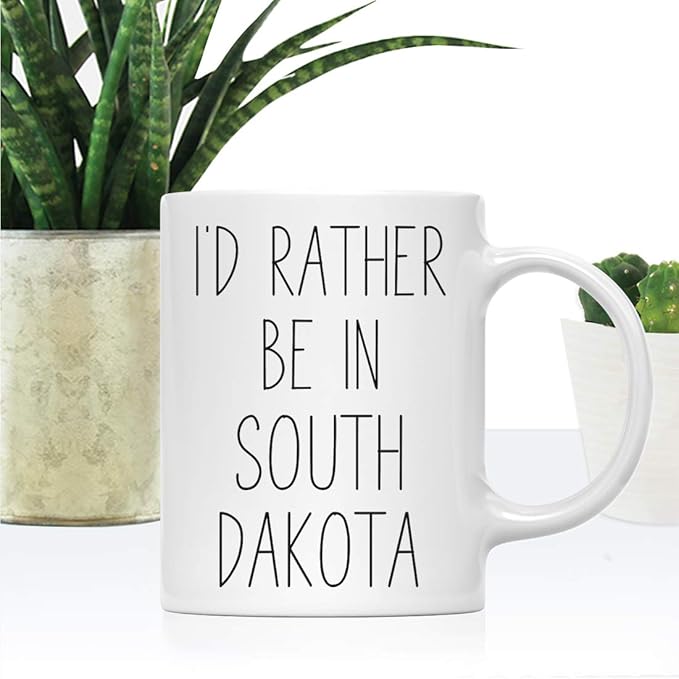 Andaz Press U.S. State 11oz. Coffee Mug Gift, I'd Rather Be in South Dakota, 1-Pack, Long Distance College Going Away Study Abroad Birthday Christmas Gifts