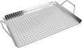 11 x 14 Inch Nonstick Grill Tray with Handles,Perforated Stainless Steel Grill Pans for Outdoor Grill,Heavy Duty Grilling Accessories for Charcoal Gas Grills,Easy to Use and Clean (11 * 14)