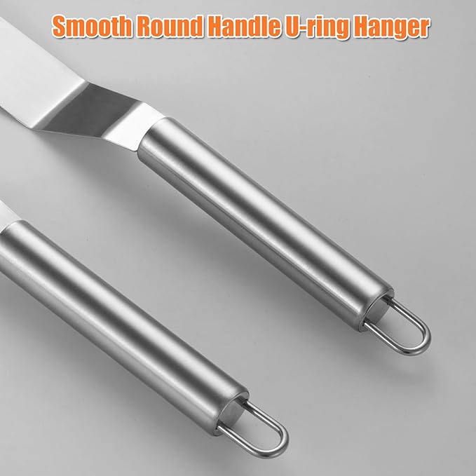 2 PCS Picxeic Offset Spatula，Premium Stainless Steel Cake Decorating Tools - One Set Include 6, 8 inch, Icing Spatula for Home Cooking