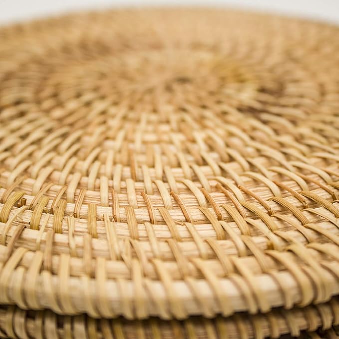 Trivets for Hot Dishes - Woven Rattan Trivets Hot Pads for Dinning Table,Kitchen Heat Resistant Straw Dish Coasters Placemats Pot Holder (8.66 Inch)