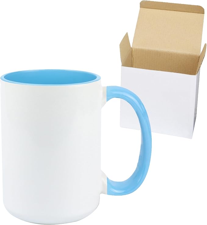 Ceramic 15oz Sublimation Coffee Mug, Turquoise, Case of 12