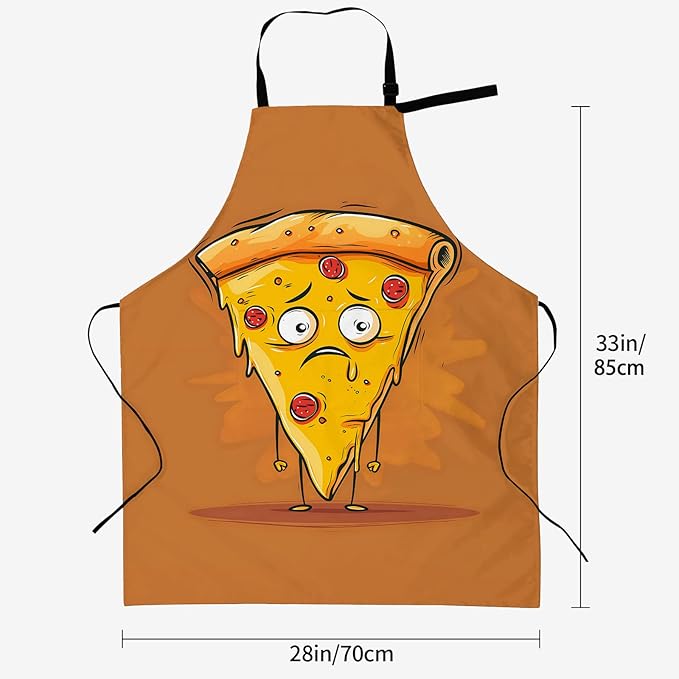 Pizza Slice Apron for Women, 28x33in, Kitchen Chef Aprons with 2 Pockets, Polyester, Cartoon Pizza Apron for Cooking BBQ Baking Gardening Chef, Gifts for Mom Wife Dad