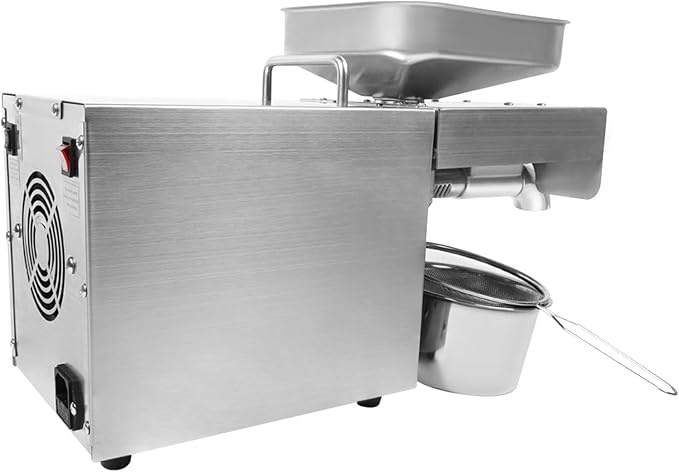 Stainless Steel Oil Press Machine 610W 110V Cold Press Oil Extractor Machine Commercial Household Cold/Hot Oil Press for Nuts Walnut Linseed Olive Kernel Almond Rapeseed Sesame