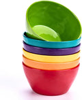 4.7-Inch Melamine Rice Bowls (Set of 6) - 12oz Unbreakable and Reusable Soup Bowls with Ceramic Feel, Stackable and Dishwasher-Safe Dinnerware (Multi-color)