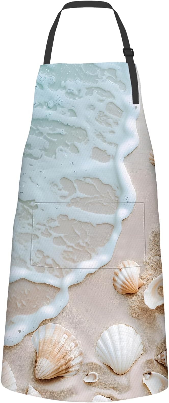 Ocean Waves Seashell Apron,Oxford Fabric Adjustable Kitchen Apron with 2 Pockets,Waterproof Cooking Aprons for Men Women Mom Wife Dad,Ideal Gifts for Coffee House,Shop,Baking,BBQ,28x33in