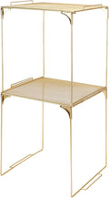Locker Organizer Shelf Stackable Extra Locker Shelf for School Locker Organizer Storage Cabinet Accessories Suitable for School, Office, and Home use (2, Golden)