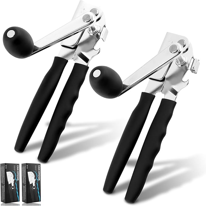 2 pcs Can Opener Manual,Can Opener with Magnet,Can Openers Hand Held Heavy Duty,Bottle Opener,Can Opener Manual Hand Crank,Classic Multifunction Can Opener,Can Opener Smooth Edge