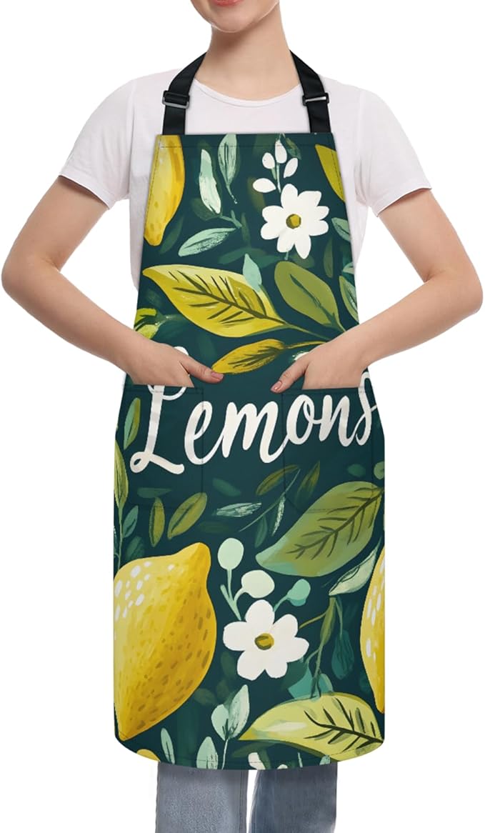 Kitchen Apron with Pockets,Adjustable Aprons for Women Men,Waterproof Chef Aprons for Cooking,BBQ,Gardening