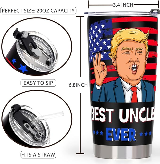 Gifts for Uncle Gifts from Niece Nephew - Great Best Uncle Ever Birthday Christmas Gift - 20 OZ Stainless Steel Insulated Travel Coffee Tumbler Cup