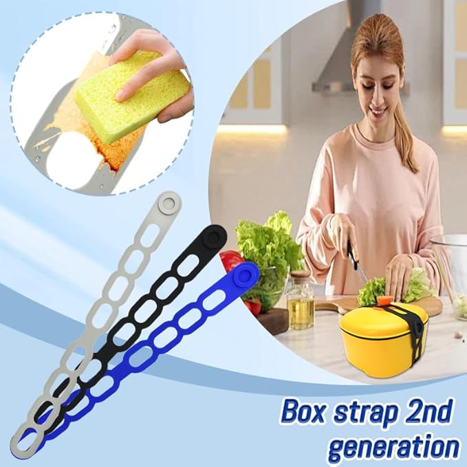21.3In Reusable Silicone Latch Strap - Self-Lock Elastic Tie for Slow Cooker Lid/Pot/Bento Box, Organizer for Curtain/Cords/Yoga Mat/Camping Mat, BPA-Free, Dishwasher-Safe (Grey-1PCS)