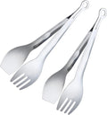 MSY BIGSUNNY 9 Inch Serving Tongs, Stainless Steel Metal Tongs for Cooking, Barbecue, Grilling, Buffet - Set of 2, Silver