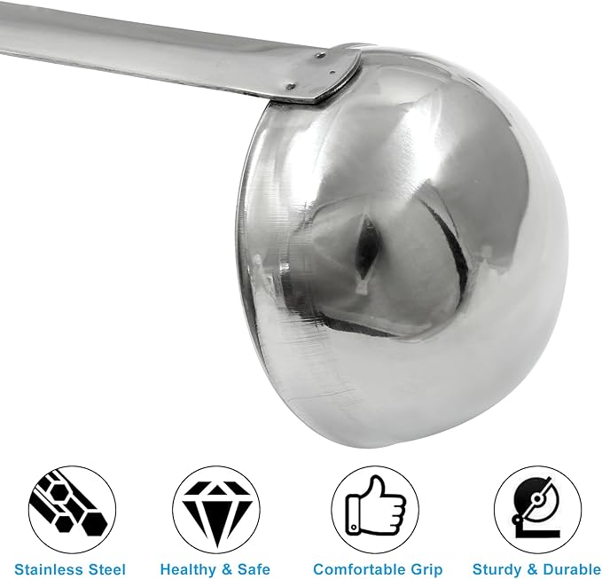 Piutouyar 3 Pcs 3 oz Soup Ladle Set, Stainless Steel Ladle with Long Hooked Handles Kitchen Cooking Serving Ladle Accessories for Cooking Soup Sauce Stews