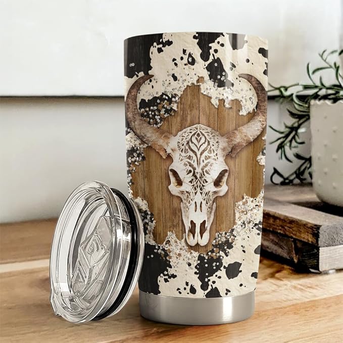 Cow Tumbler 20oz Stainless Steel Insulated Coffee Travel Mug Cup for Women Cowgirl Cows Gifts for Birthday Christmas Mothers Day