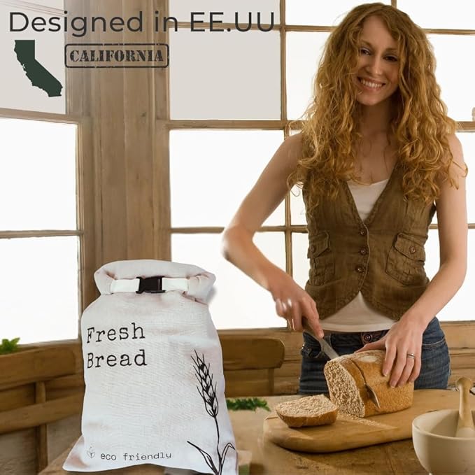 Bread Bags for Homemade Bread - 2 Pack XXL Cloth Bread Bags with Lining and Double Lock, Reusable Freezer Bags, Durable Bread Storage Bags, Reusable Gift Bags for sourdough