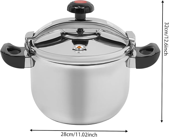 Stainless Steel Pressure Cooker Large Capacity Pressure Stewing Pot 8.7 PSI Pressure Cooker, Gas/Induction/Electric Stove Compatible, Easy Opening, Household & Commercial(11L)