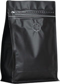 110 Pack High Barrier Stand-Up Coffee Bean Bags with Vented Valve, Matte Metallic, Heat-Sealable and Resealable Solid Color Pouches for Food Storage (5.1 * 8 inch,1/2 lb,8 oz,Black)