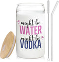 Vodka glasses cup Gifts for Cocktail Lovers, Funny Might Be Vodka Tumbler Gifts For Women 14oz,Tequila Lime drinking jar for Cocktail Lovers
