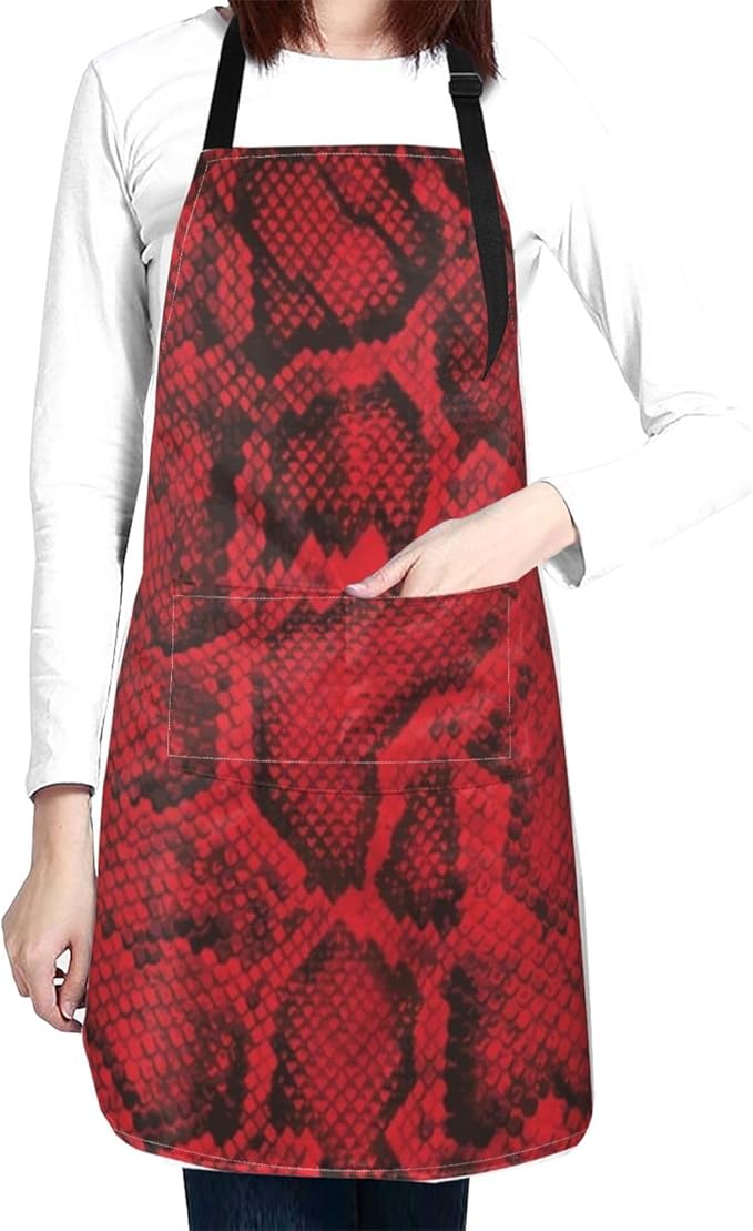 Snakeskin Aprons Cool Aprons with Pockets and Adjustable Mens Apron for Gardening Cooking Kitchen