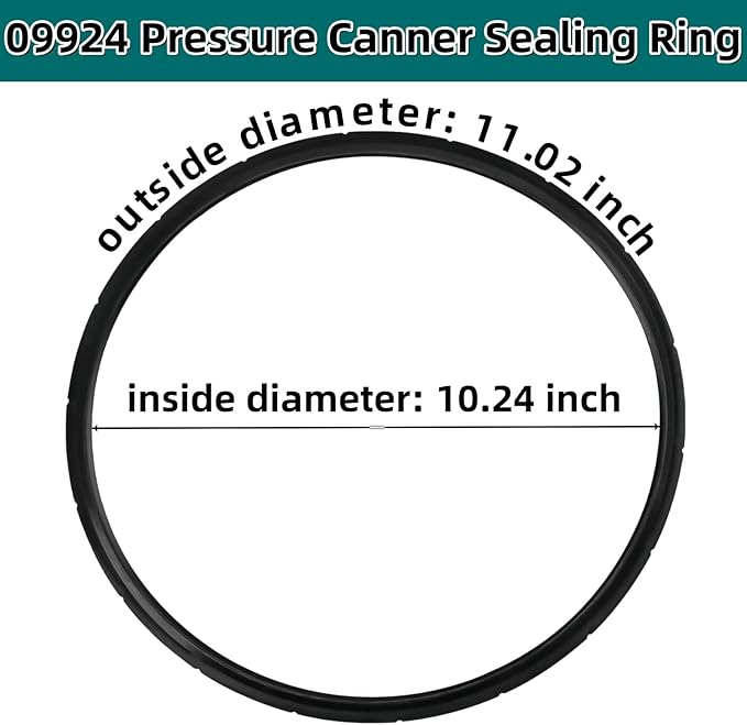 09924 Pressure Canner Sealing Ring & Overpressure Plug for Presto 0128206 0128202 0128203 0128204 0128303 0126306 Pressure Cooker 6 and 8 Quart Cooker Pressure Canner Parts 2-Pack