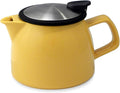 FORLIFE Bell Ceramic Teapot with Basket Infuser, 16-Ounce/470ml, Mandarin