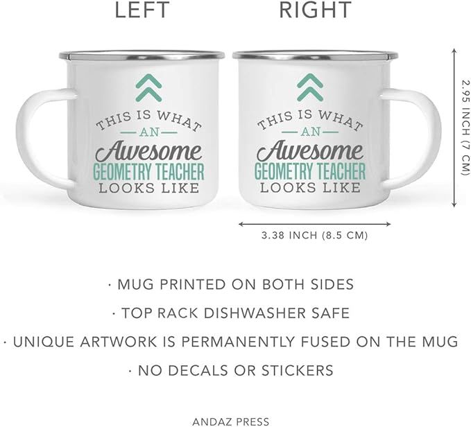 Andaz Press 11oz. Stainless Steel Campfire Coffee Mug Gift, This is What an Awesome Geometry Teacher Looks Like, 1-Pack, Birthday Gift Ideas Coworker Him Her, Includes Gift Box