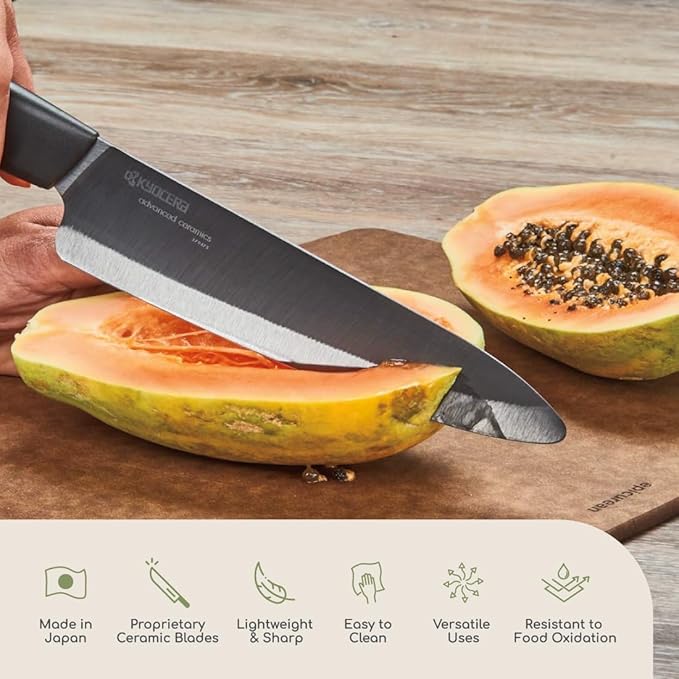 Kyocera’s Revolution Ceramic Revolution Series: 7” Professional Ceramic Chef Knife, Black