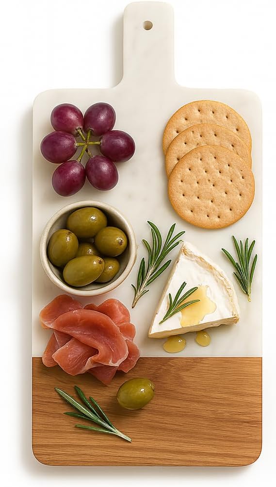 Personalized Charcuterie Boards Gift Set, Marble and Wood Cheese Board Set with Handle, Custom Cutting Board Charcuterie Board, Charcuterie Boards With Handle