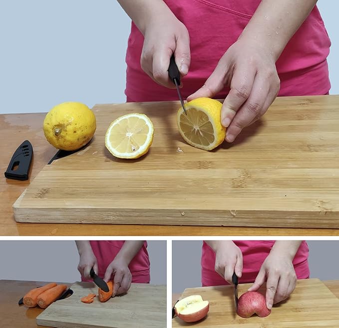 Ceramic Knife, Ceramic Knife Set with Protective Cover, Kitchen Knife Set with 4-Piece Knife and 1 Peeler, Chef's Knife Sets for Meat, Fruit, Vegetables - Black
