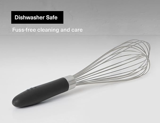Misen Stainless Steel Balloon Whisk - Dishwasher Safe - Ergonomic Silicone Grip, Versatile Cooking Whisk for Eggs, Durable Construction - Professional-Grade Kitchen Tool - Black