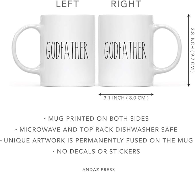 Andaz Press Simple Rustic Farmhouse Kitchen Decor 11oz. Ceramic Coffee Tea Mug Gift, Godfather, 1-Pack, Birthday Christmas Gift Ideas for Family, Friends