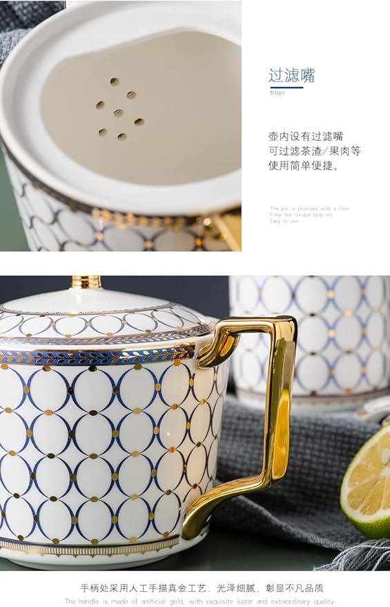 CWLWGO- Royal Teapot,European style Ceramic Tea Pot, Blooming & Loose Leaf Teapot - 24 Ounce,Not included Removable Stainless Steel Infuser.