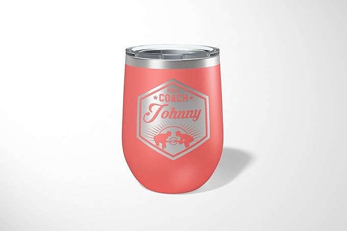 Wrestling Coach gifts, Tumbler, Coach tumbler, Wrestling gifts, Coach Beer glass, Coach gift, Wrestling Coach, Coach gifts, Wrestling Coach (Wrestling Hexagon, Coral, 12oz Wine Tumbler)
