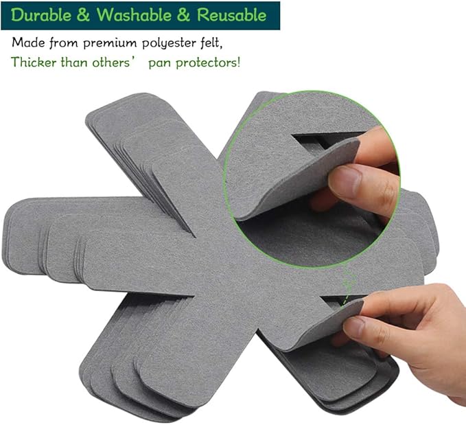 Pan Pot Protectors, Larger & Thicker Pan Protector Pads, 3 Different Sizes, 12 Pcs Pot Divider Pads for Protecting and Separating Your Cookware(Gray)