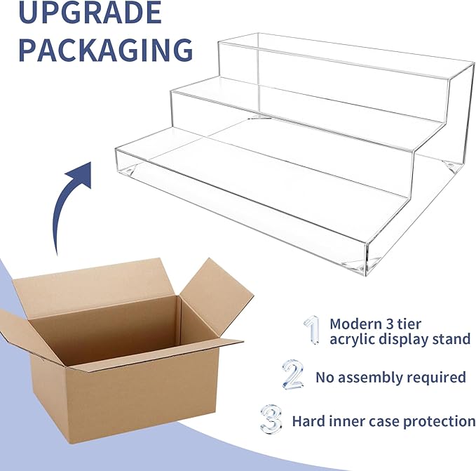 3 Tiers Assembled Bar Bottle Rack Display, Clear Acrylic 3-Tiers Stand Display for Home Mini Bars,Restaurants,Party Use 15.2x11.4x6 inches