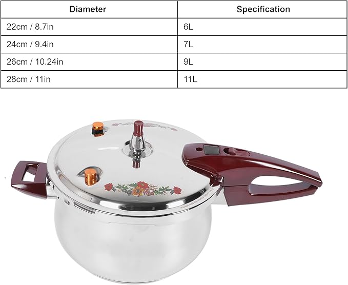 Generic 2024 Upgrade Stainless Steel Pressure Cooker, 80KPA Mini Pressure Cookers for Induction, Gas And Electric Stoves,with Ergonomic Handle and Security Guard (11.6 Quart), Generic56hwvgnp7d-14