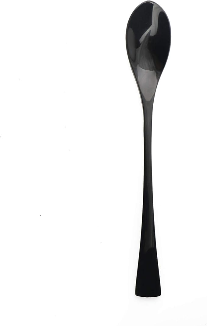4-Pieces 18/10 Stainless Steel Long Handle Mixing Spoon, Stirring for Ice Tea Coffee, Mirror Polishing Black