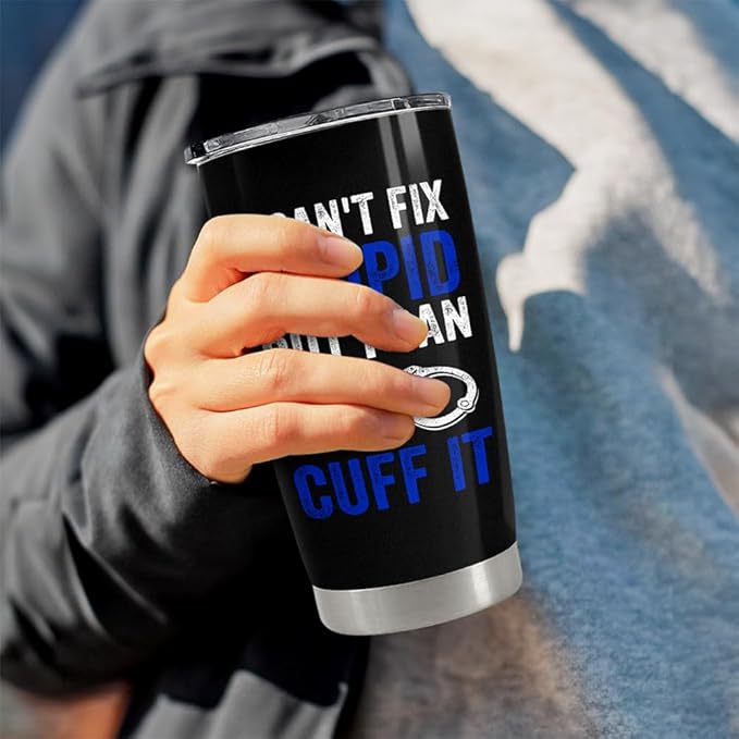 SANDJEST Police Tumbler 20oz Stainless Steel Insulated Coffee Travel Mug Cup Police Officer Gifts for Men Dad Husband on Birthday Christmas Fathers Day