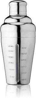 True Vista Stainless Steel Cocktail Shaker with Measurements for Cold Brew Cocktails, Whiskey Sour, Espresso Martini Shaker, Home Bar Essentials, Bar Cart Accessories, Bartender Gifts, 14oz, Set of 1