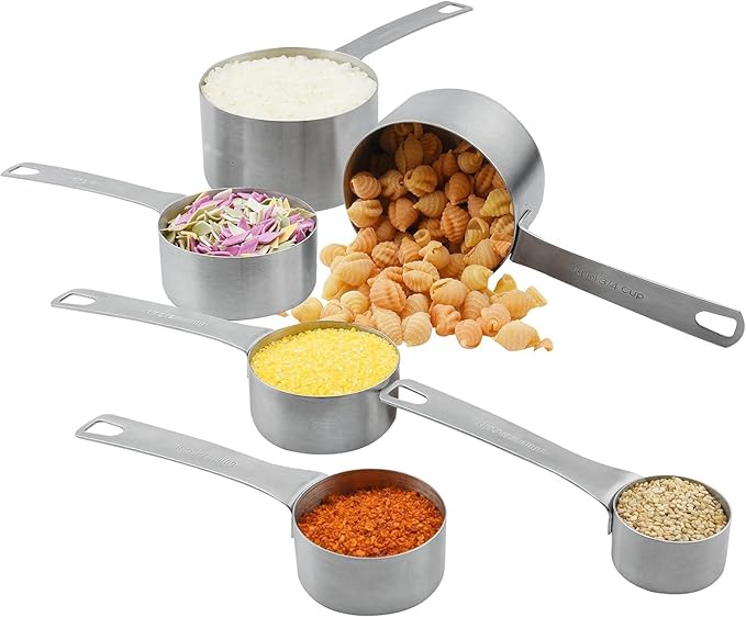 Smithcraft Measuring Cups and Spoons Set 15, Metric & US 18/8 Stainless Steel Measuring Cups and Spoons Set for Baking & Kitchen, 6 Measure Cups & 7 Spoons Leveler & Measure Equivalents for Dry&Liquid