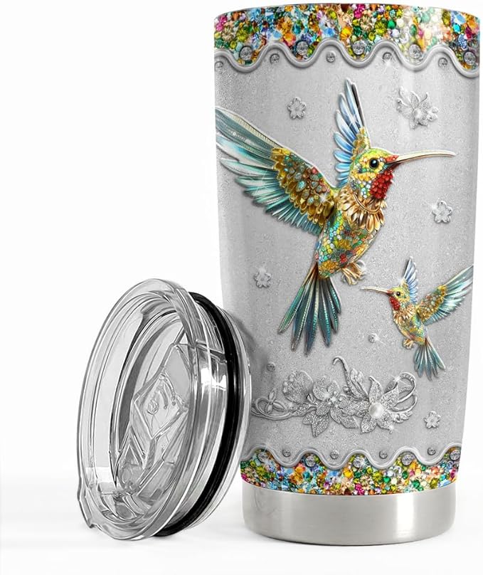 SANDJEST Hummingbird Gifts for Women Hummingbirds Tumbler 20oz Jewelry Drawings Stainless Steel Insulated Tumblers Coffee Travel Mug Cup Gift for Birthday Christmas