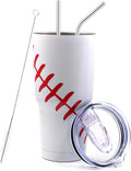 FMYWZS 30 oz Baseball Tumbler, Double Wall Vacuum Insulated Stainless Steel Cup Travel Mug with Lid and Straw, Baseball Accessories Stuff Gifts for Mom Men Boys Girls