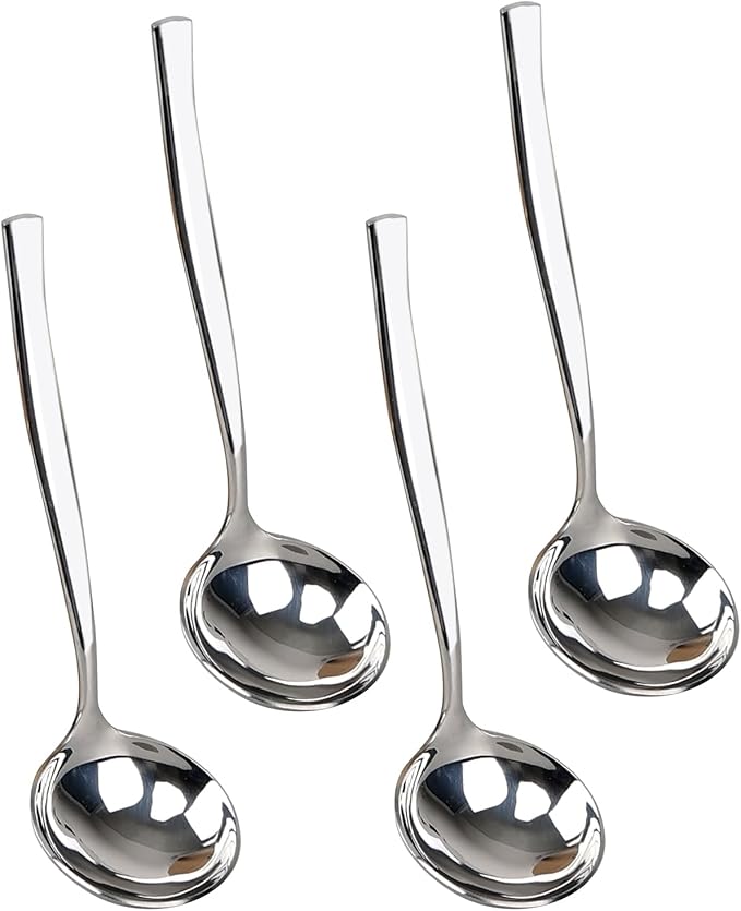 4 Pieces Stainless Steel Ladle, Small Soup Gravy Soup Spoon