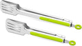 ALLWIN-HOUSEWARE W Premium 304 Stainless Steel Barbecue Turners, Heavy Duty Non-Stick BBQ Cooking Kitchen Tongs, 9" and 12" Green