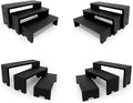 12Pcs Display Riser Wood Risers Wooden Stand 3 Tier 4 Set 12 Pieces Wood Racks Decorative Rectangular, Cupcake Stands Cologne Perfume Organizer(Black)