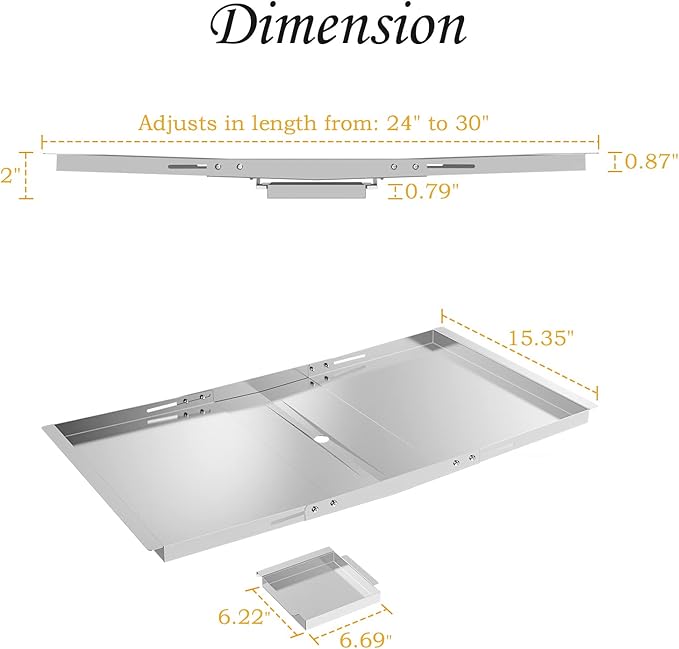 BBQ-PLUS Stainless Steel Universal Grease Tray with Catch Pan Replacement Parts for Dyna Glo, Nexgrill, Expert Grill, Kenmore, BHG and More 4/5 Burner Gas Grills